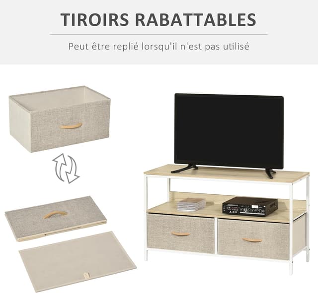 Thumbnail 2 de HOMCOM Meuble TV Bas sur Pieds 47 pouces