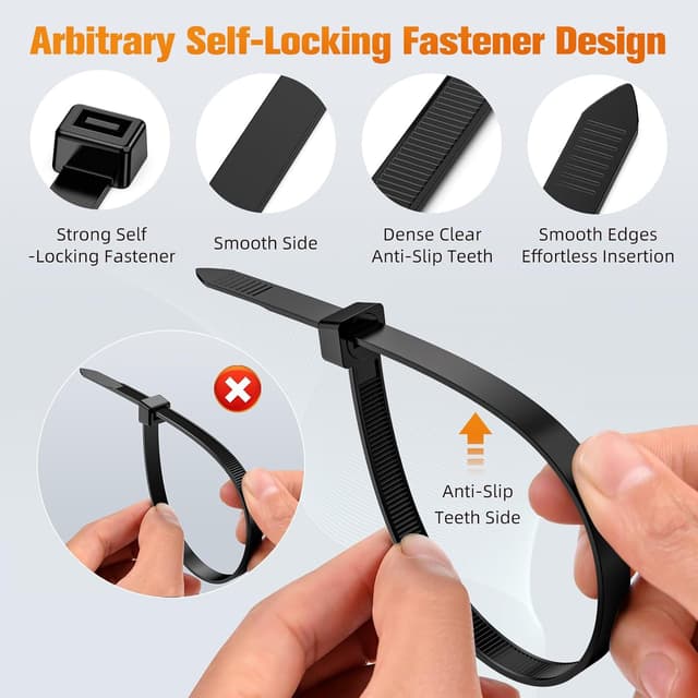 Thumbnail 3 de Fascette Plastica Nere 300×7,6 mm 100 pezzi, resistenza 75 kg