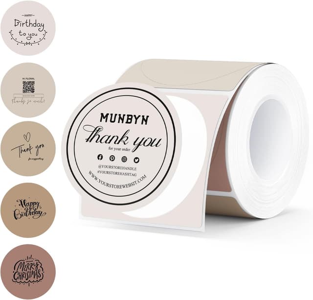 Detalle de MUNBYN Étiquettes Ronds Morandi 50x50