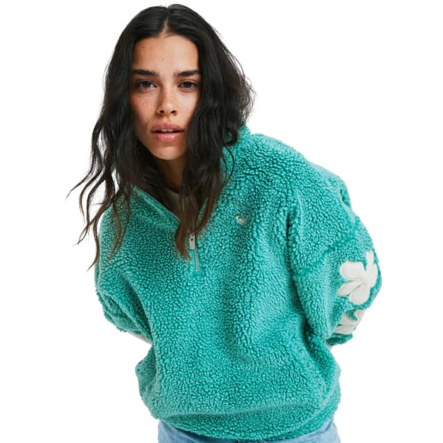 Detalle de Roxy Far Away: forro polar de mujer con cremallera y tejido tipo sherpa