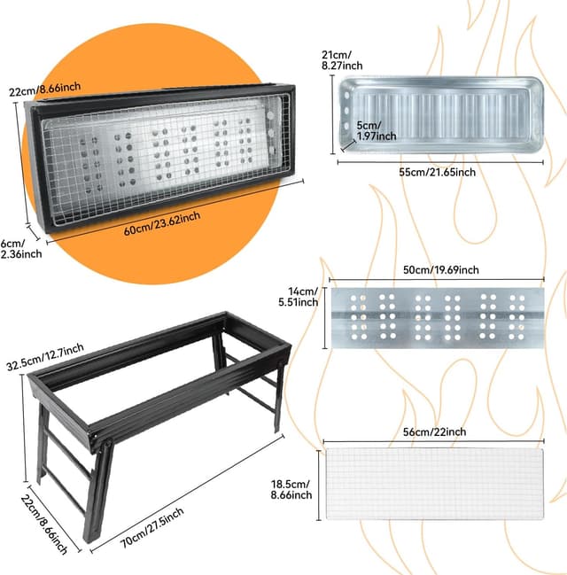 Detalle de iHomara BBQ barbecue grill: portable foldable charcoal grill for picnics, camping & garden use