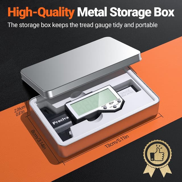 Detalle 2 de Preciva Tyre Tread Depth Gauge & Brake Pad Measuring Tool Kit (Large Screen, 0.01mm accuracy)