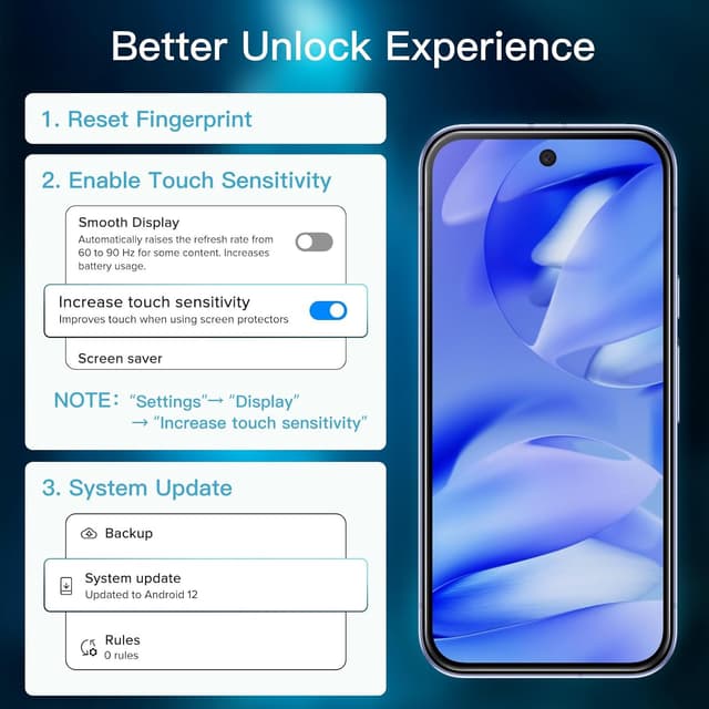 Detalle de JETech Tempered Glass Screen Protector for Google Pixel 9a (6.3-inch, 2025) – HD Clear 3-Pack