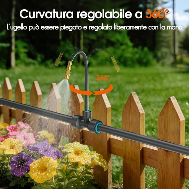 Detalle de CyberOrd Kit di irrigazione a goccia automatico 30 m con timer e 20 ugelli regolabili 360°