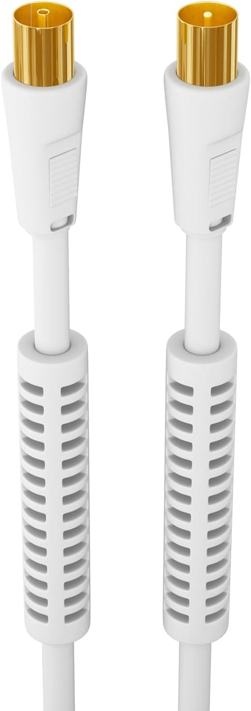 Detalle de HB-DIGITAL TV Antennenkabel 10 m – Koaxialkabel für UHD/4K/8K, mit Mantelstromfilter & 2× Ferritkern