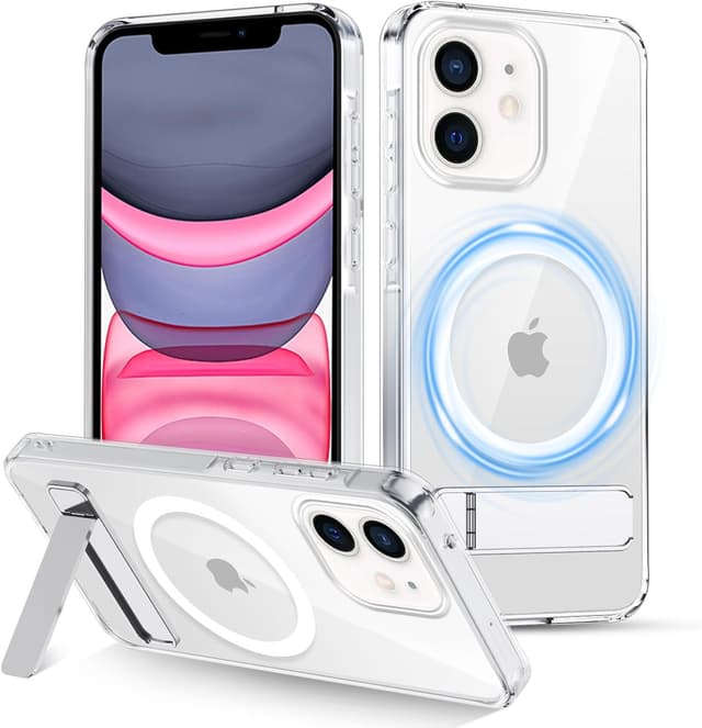 Detalle de Coque iPhone 11 magnétique XTCASE avec MagSafe, support réglable et bumper antichoc transparent