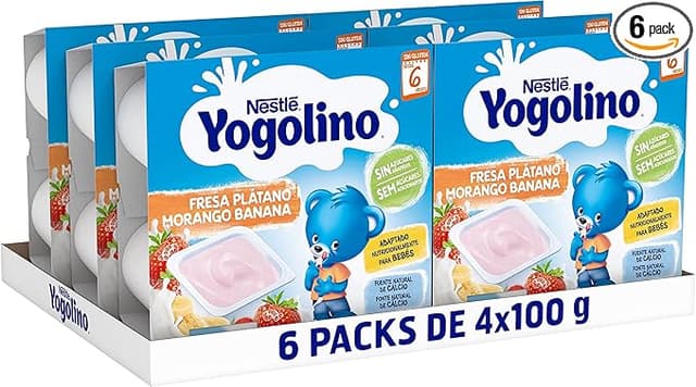 Imagen de Nestlé Yogolino Fresa Plátano 🥄 Pack 6 (4x100g) a partir de 8 meses en OfertitasTOP