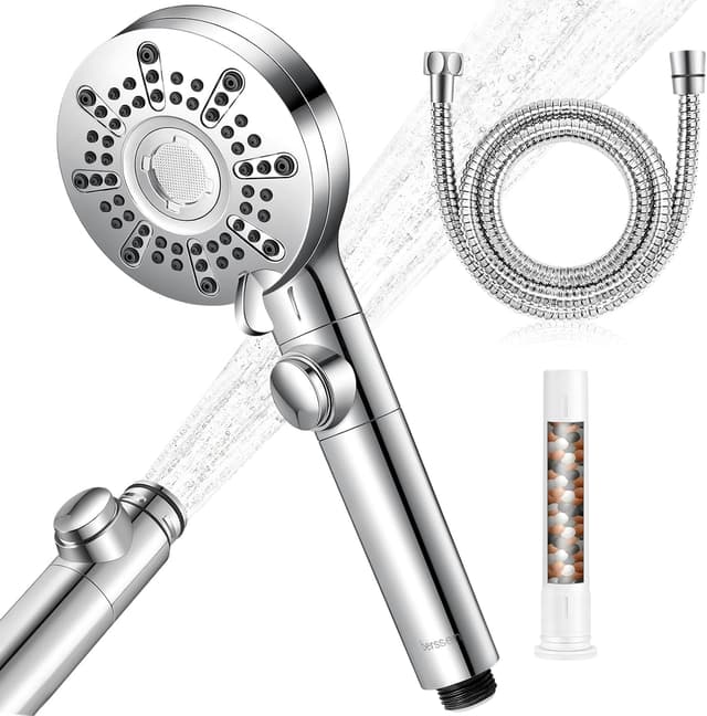 Thumbnail 6 de berssen Duschkopf mit Filter, Hochdruck-Brausekopf (5+1 Strahlarten) mit Wasserstopp