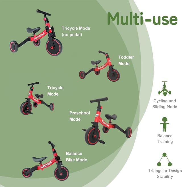 Detalle 2 de besrey 5-in-1 Toddler Bike 1–4 Years