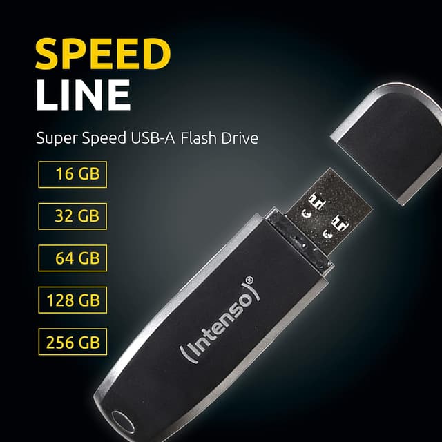 Detalle de Intenso Speed Line 64 GB USB-3.2-Gen-1x1 Speicherstick (USB-A) schwarz