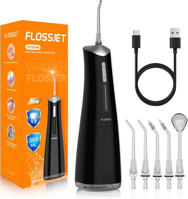 Detalle de FlossJet Idropulsore dentale portatile ricaricabile 300 ml, 4 modalità e IPX7