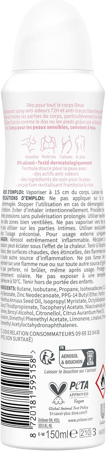 Thumbnail 1 de Dove Déodorant spray Framboise & Rose 2×150 ml