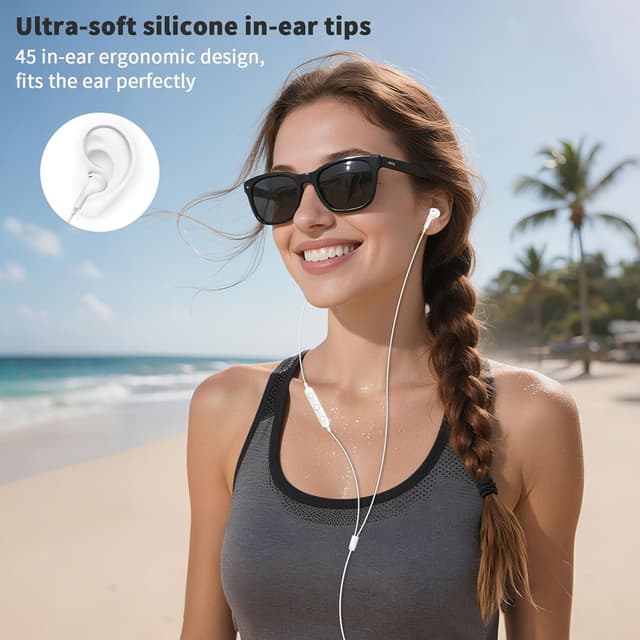 Detalle de USB C wired earbuds with mic, in-ear