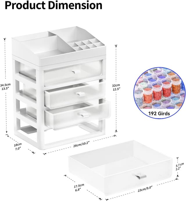 Thumbnail 2 de ARTDOT Diamond Painting Zubehör Boxen (192 Stück) – 5D Diamant Painting Aufbewahrungsboxen mit Koffer, Trichter & Stickern