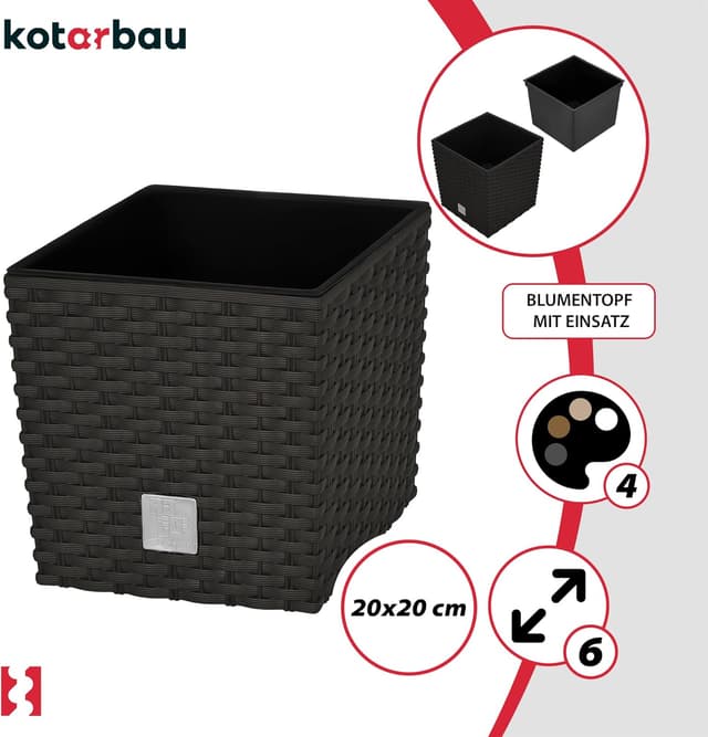 Detalle 2 de KOTARBAU Set 2 vasi rattan 6,8 L, altezza 20 cm
