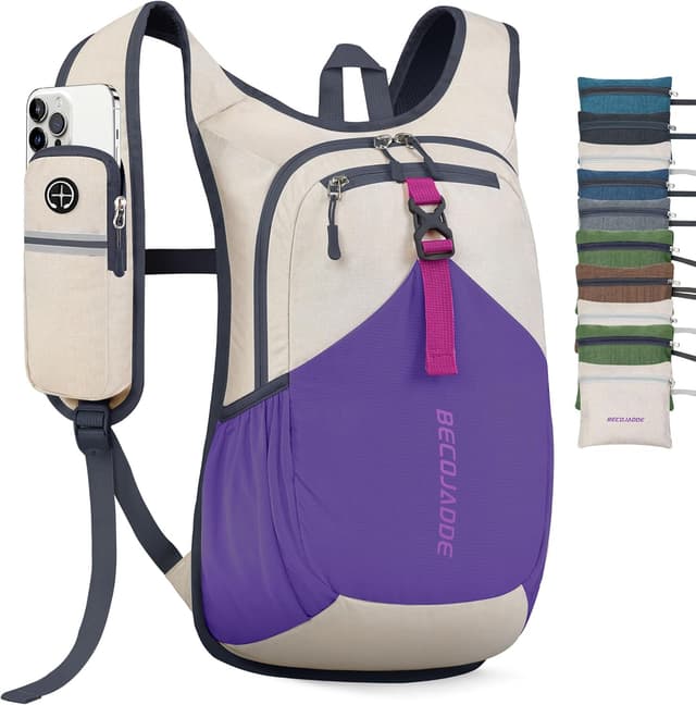 Detalle de BECOJADDE 15L Wanderrucksack – leichter faltbarer Daypack für Camping, Outdoor & Tagesausflüge