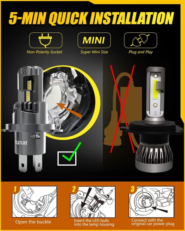Detalle 2 de KATUR H4 LED 90W headlight bulbs