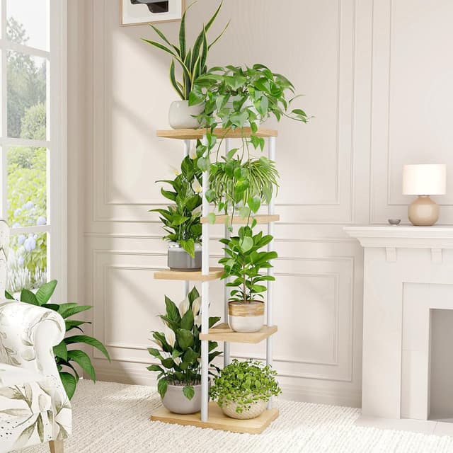 Detalle 2 de Bamworld corner plant stand 5-tier, 38.7in