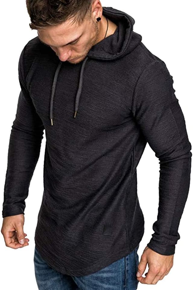 Detalle de Lexiart Men’s Fashion Athletic Hoodie (Cotton-Blend Fleece Pullover) — Solid Color