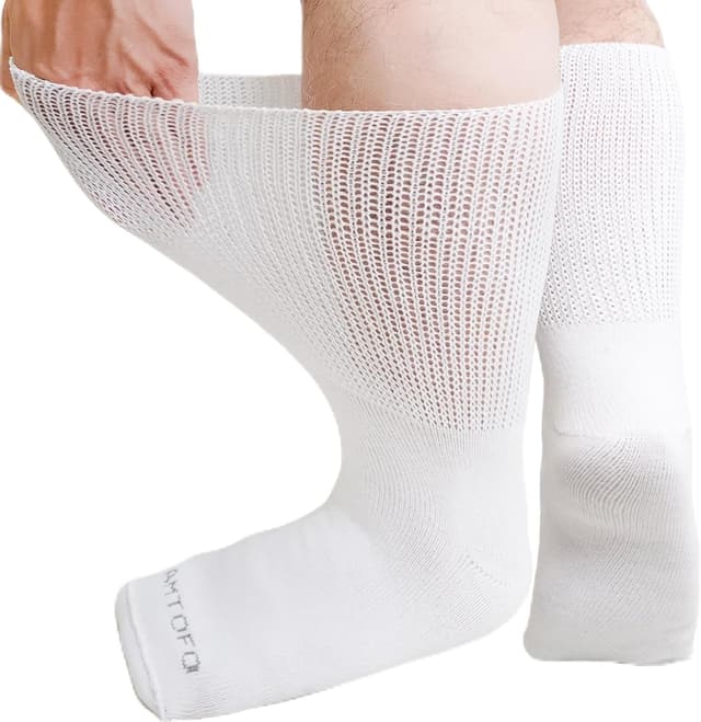 Detalle 2 de ZFSOCK Chaussettes diabétiques sans élastique (coton mi-mollet) – 3 paires, homme & femme
