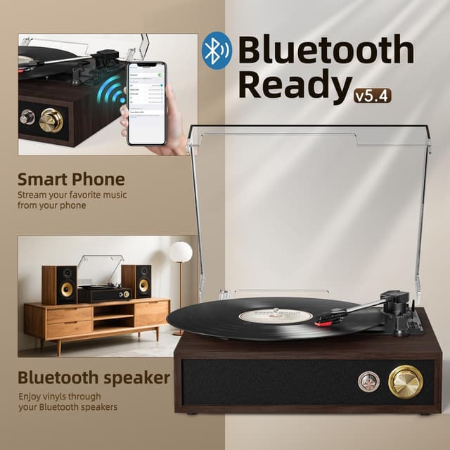 Detalle de FYDEE Platine Vinyle Ébène USB Bluetooth