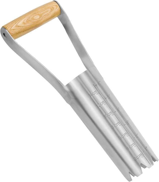 Thumbnail 6 de Lochspaten mit Tiefenskala von Eadwiella (rostfreier Stahl, Holzgriff) – Blumenzwiebeln und Samen pflanzen