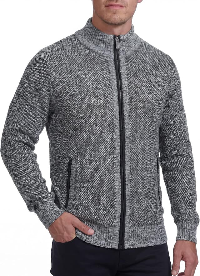 Detalle 2 de GLESTORE Herren Strickjacke als Trachtenjacke: Cardigan-Style mit Fleece-Optik
