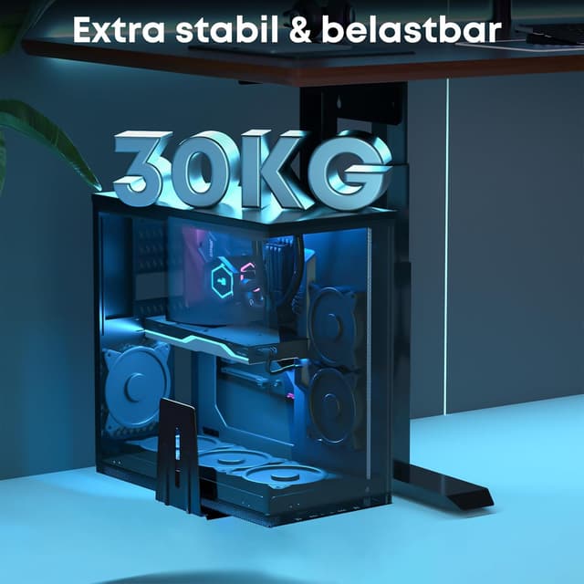 Detalle de PC-Wandhalterung unter dem Schreibtisch – verstellbare Heavy-Duty Halterung bis 30 kg, 360° drehbar, schwarz