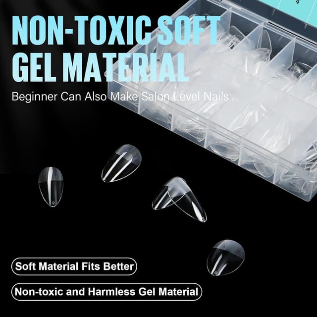 Detalle de TOMICCA Capsule americaine pour ongles – 12 tailles amande courtes en faux ongles, valise de rangement, 192 pièces