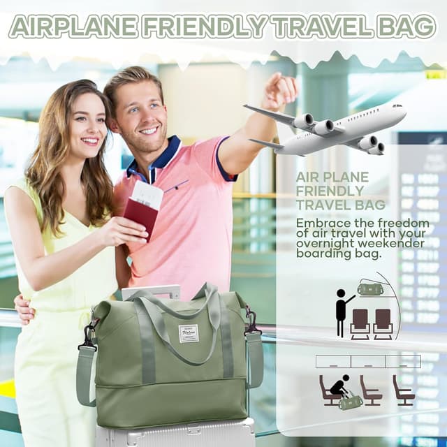 Detalle 2 de Reisetasche Damen Sporttasche 40x30x20 Ryanair Handgepäck – erweiterbar, wasserdicht, mit Nass-/Trockentrennung