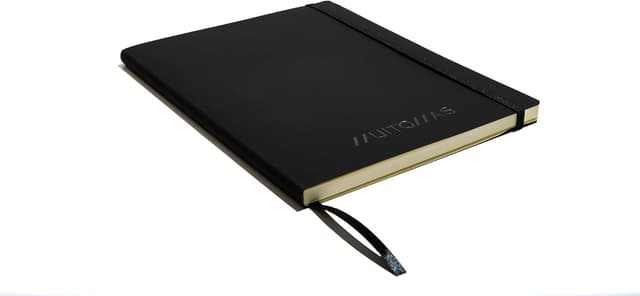 Detalle de Muitomas Block Notes Large 19x25 cm nero con chiusura a elastico e tasca interna