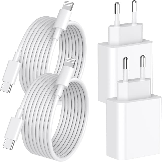 Detalle de Chargeur Rapide iPhone 14/13 Pro Max 4-Pack USB‑C PD 20W Apple MFi (câbles Lightning 2 m)