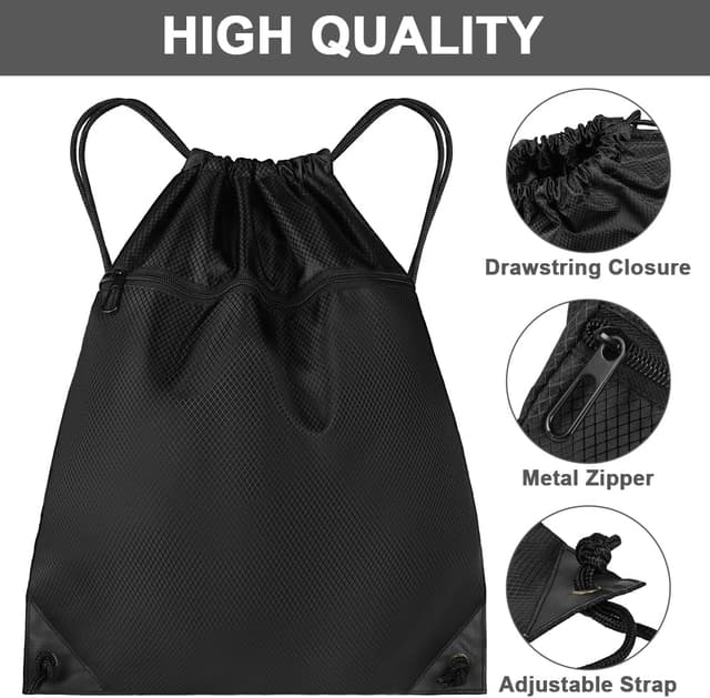 Detalle de DiULi Sac de Sport avec cordon de serrage en tissu Oxford étanche, avec double poche