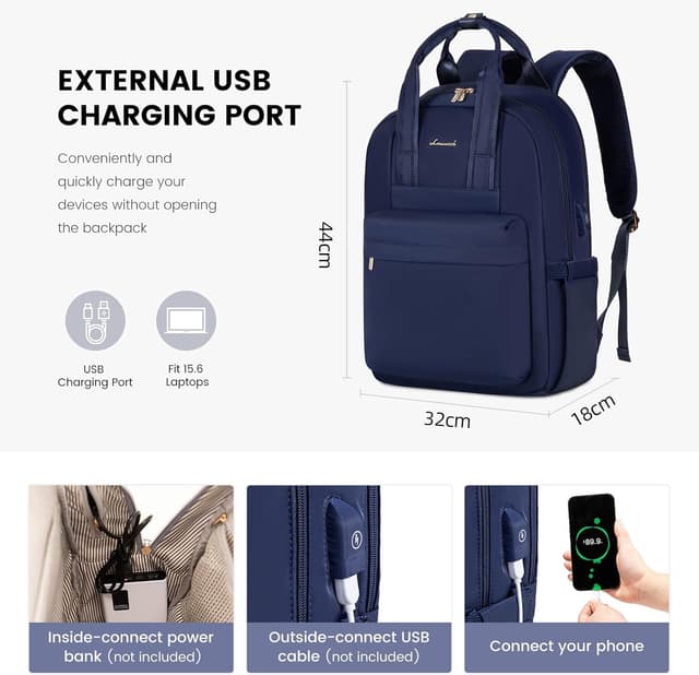 Detalle 2 de LOVEVOOK Laptop-Rucksack 15,6 Zoll mit USB