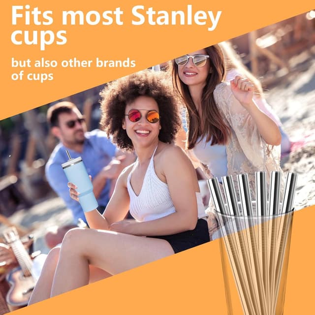Thumbnail 6 de GOTFUN 6x Edelstahl-Strohhalme (31 cm) für Stanley Cup inkl. auslaufsicherem Silikonstopfen & 2 Reinigungsbürsten