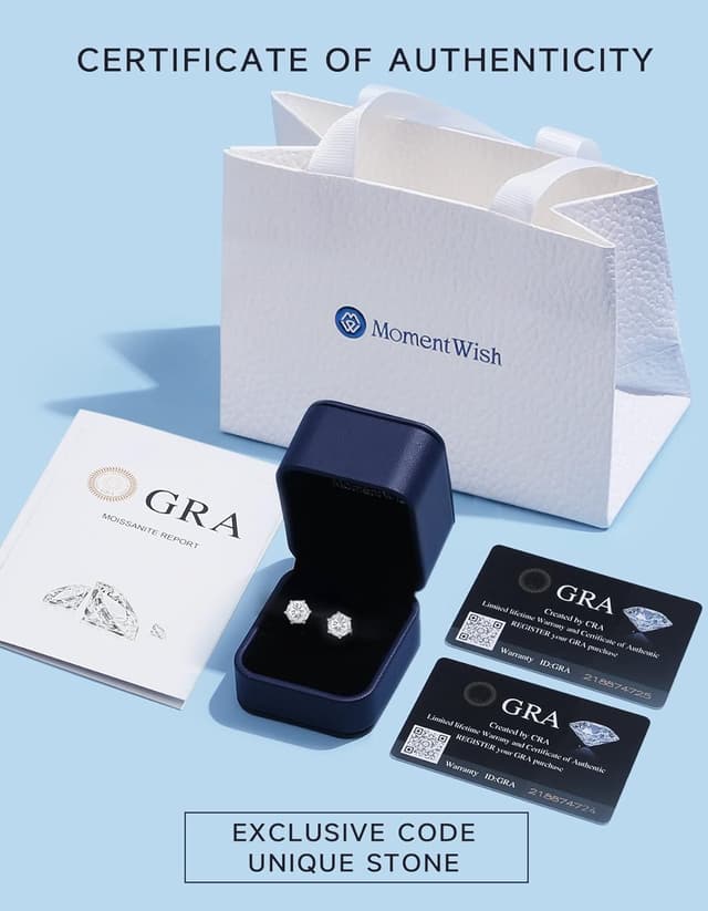 Thumbnail 2 de Momentwish Moissanite Drop Hoop Earrings (2 Carat) with Pendant Charm, 925 Sterling Silver Huggie Hoops