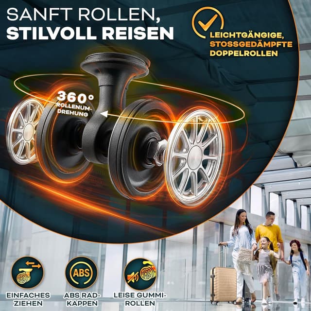 Detalle de tillvex® Reisekoffer Set 4-teilig (S–M–L–XL) mit TSA-Schloss, 4 Rollen & Gepäckwaage