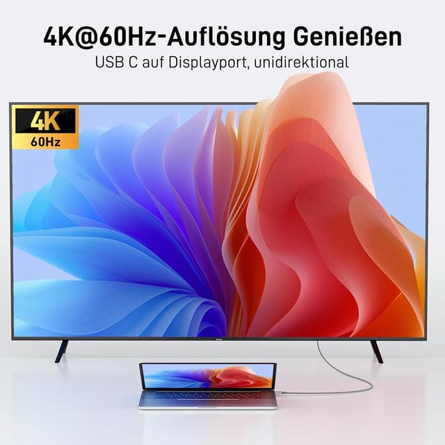 Detalle de Acer USB‑C auf DisplayPort Kabel (4K@60Hz, 2K@165Hz) mit MST, Thunderbolt 3/4 kompatibel – 2 m