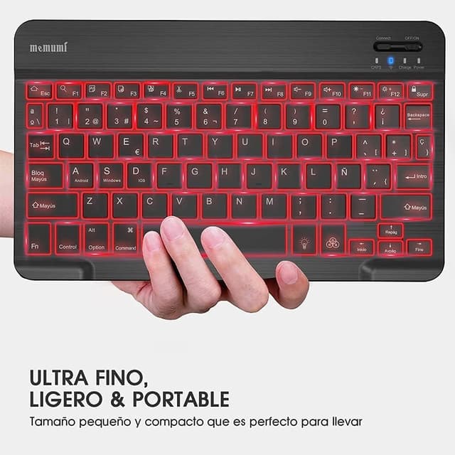 Thumbnail 1 de memumi Bluetooth Teclado Español Ñ con Retroiluminación RGB