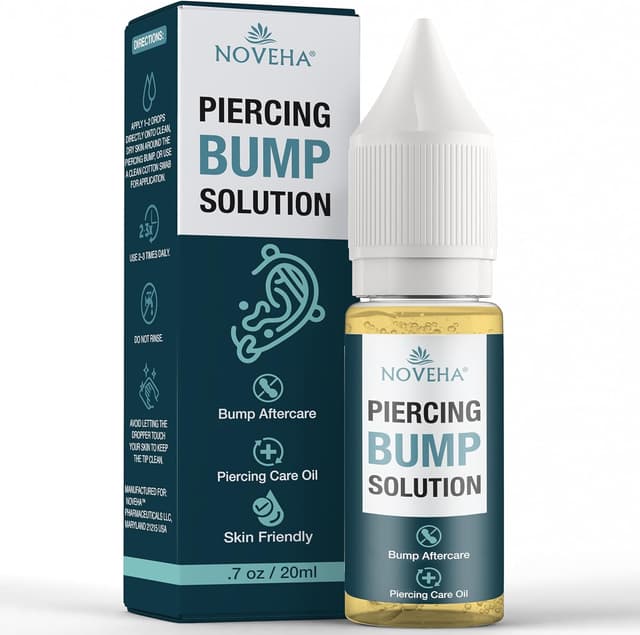 Detalle de NOVEHA Piercing Bump Solution with tea tree oil (20ml) for keloid bumps and raised scars