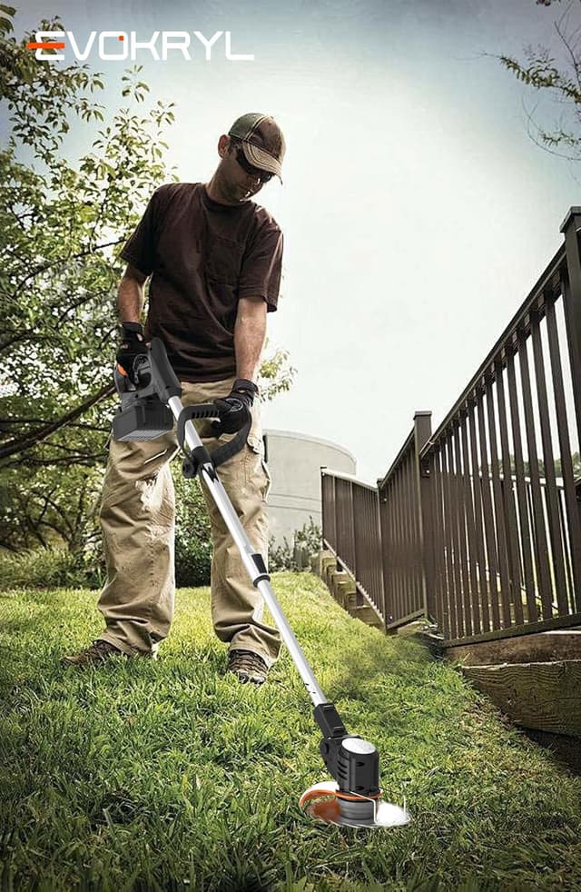 Detalle 2 de EVOKRYL Aero X1 Metal Blade Cordless Strimmer (21V) with Telescoping Handle, Black