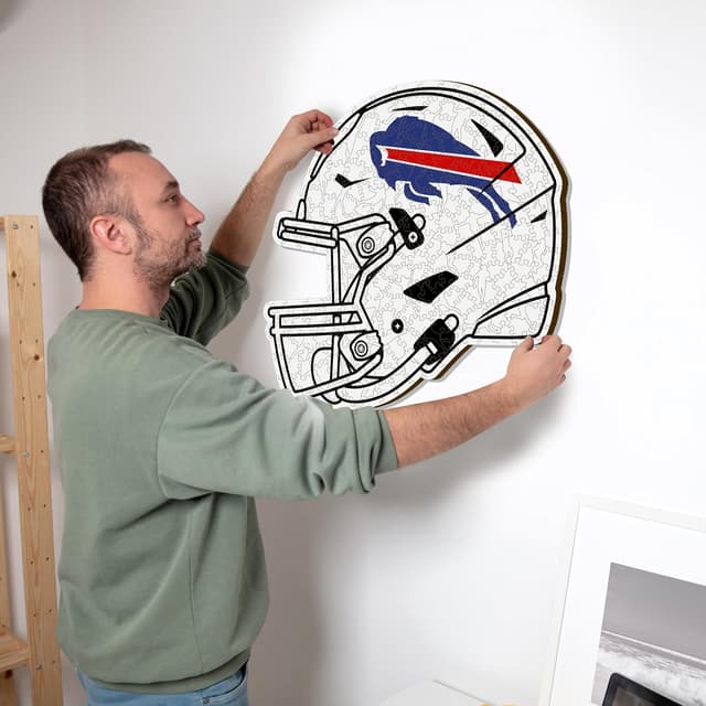 Detalle de Iconic Puzzles Casque Buffalo Bills en bois sous licence officielle NFL (taille S, 150 pièces)