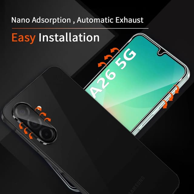 Detalle 2 de LiiLaa Displayschutz aus gehärtetem Glas & Kameraschutzfolie für Samsung Galaxy A26 5G (2 Stück) – 9H, bläschenfrei