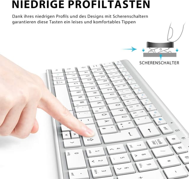 Detalle 2 de iClever BK10 Bluetooth Tastatur 3‑Geräte