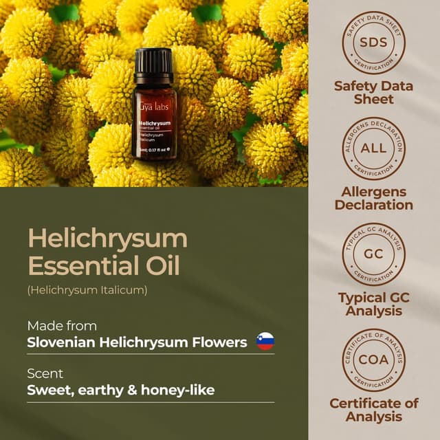 Detalle de Gya Labs Helichrysum Essential Oil for Skin (100% Pure Natural) – Sweet Earthy Scent, 5ml