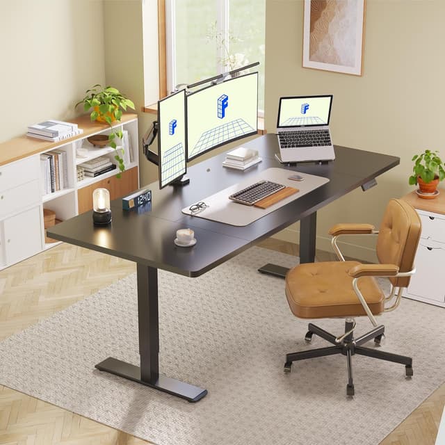 Detalle 2 de FLEXISPOT Bureau assis-debout 140 x 70 cm à 2 moteurs, 100 kg, avec fonction mémoire (noir)