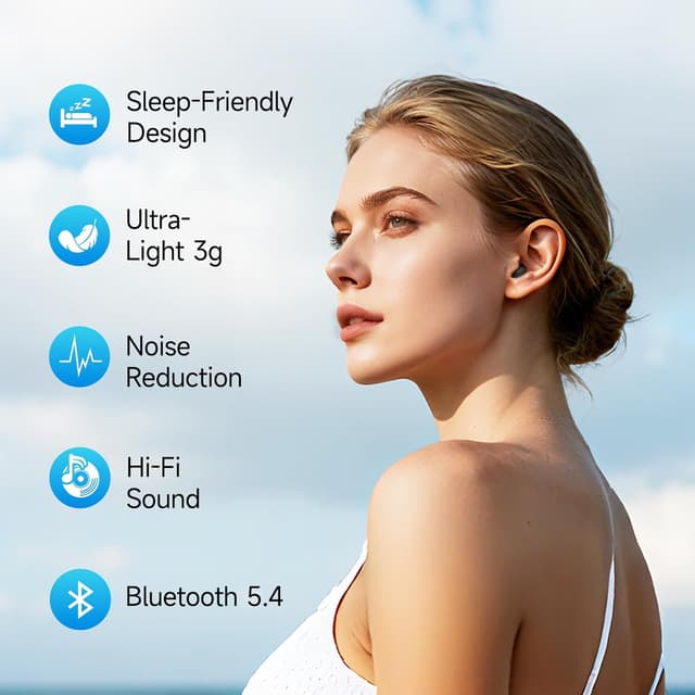 Detalle 2 de sunvito Sleep Headphones (Black) – mini Bluetooth 5.4 sleep earphones for side sleeping