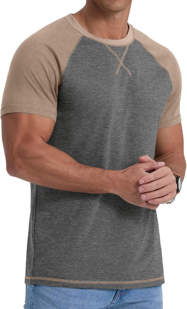 Detalle de QIXING Herren T-Shirt Baumwolle 5% Elasthan