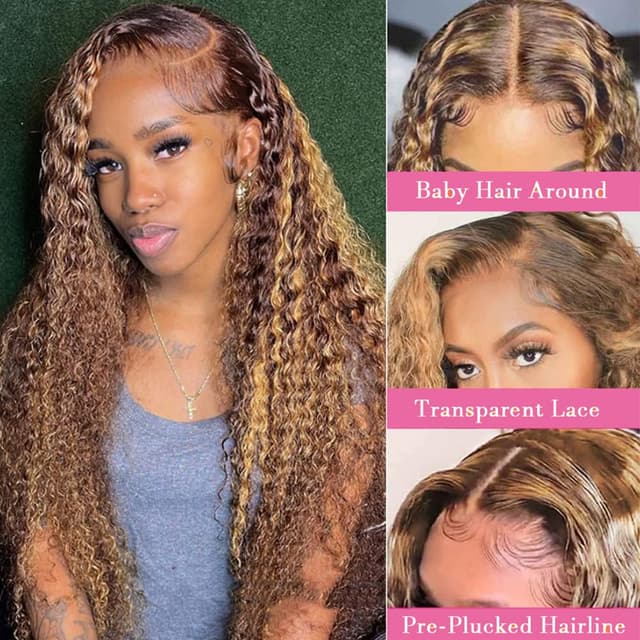 Detalle de Chesma 28inch Highlight Ombre Lace Front Wig 180 Density