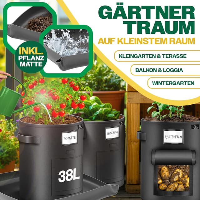 Thumbnail 5 de KESSER® Saco para Sembrar Patatas 38L - Set 9 🌱